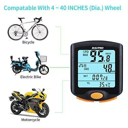 RISEPRO Computer ONLY, Wireless Bicycle Speedometer Odometer Cycling **READ**