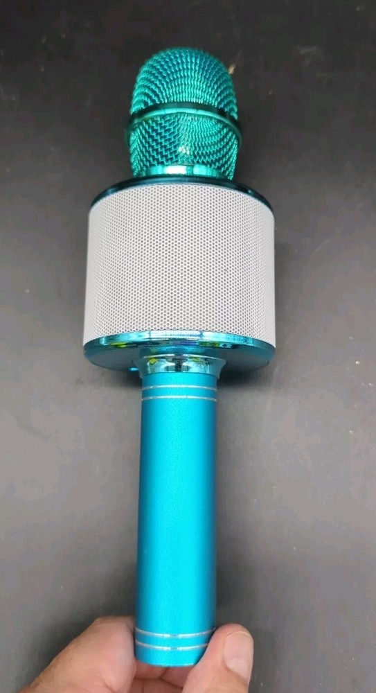 Bluetooth,speaker,lights Multifunction Karaoke Microphone Blue Tested Works