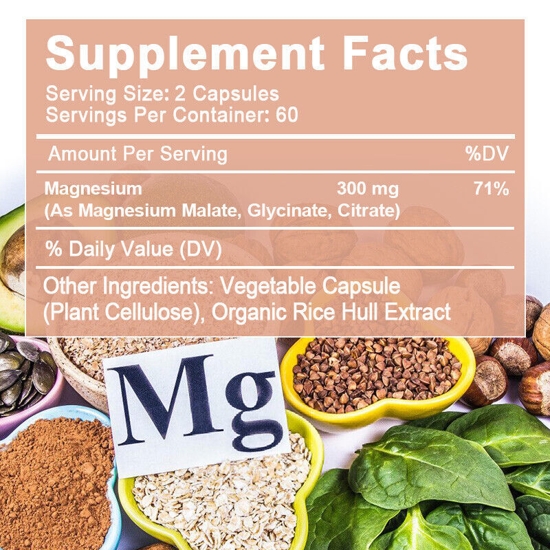 Triple Magnesium Complex 300Mg - Improves Sleep, Energy and Immune Support 120PC