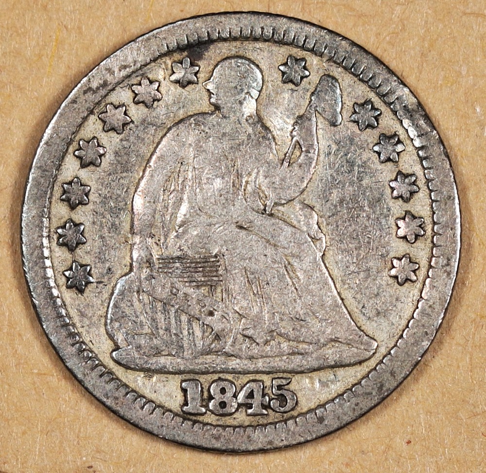 1845 Seated Liberty Half Dime.  Fine.  193271