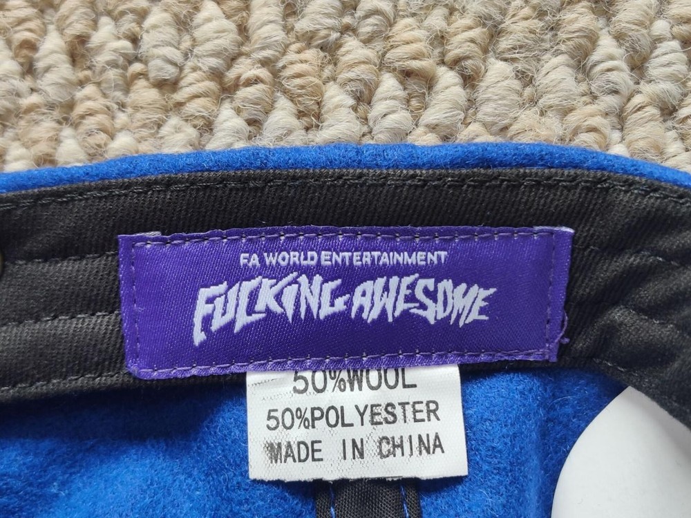 Fcking Awesome FA CLG Wool Embroidered 6-Panel Cap Unisex Strapback Hat Blue
