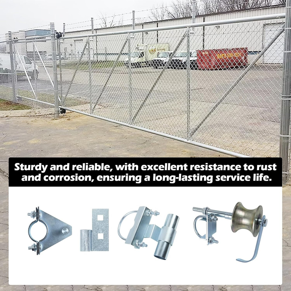 Durable Rolling Gate Hardware Kit with 6" Wheels & Track Brackets