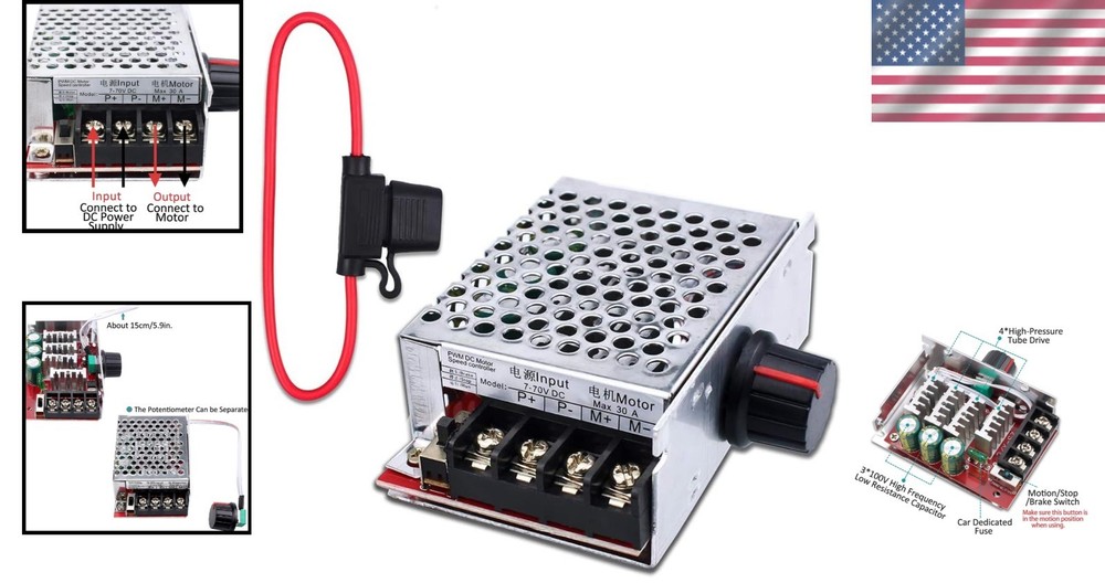 Compact 7-70V 30A PWM Speed Controller for 12V to 48V Motors – Efficient Control