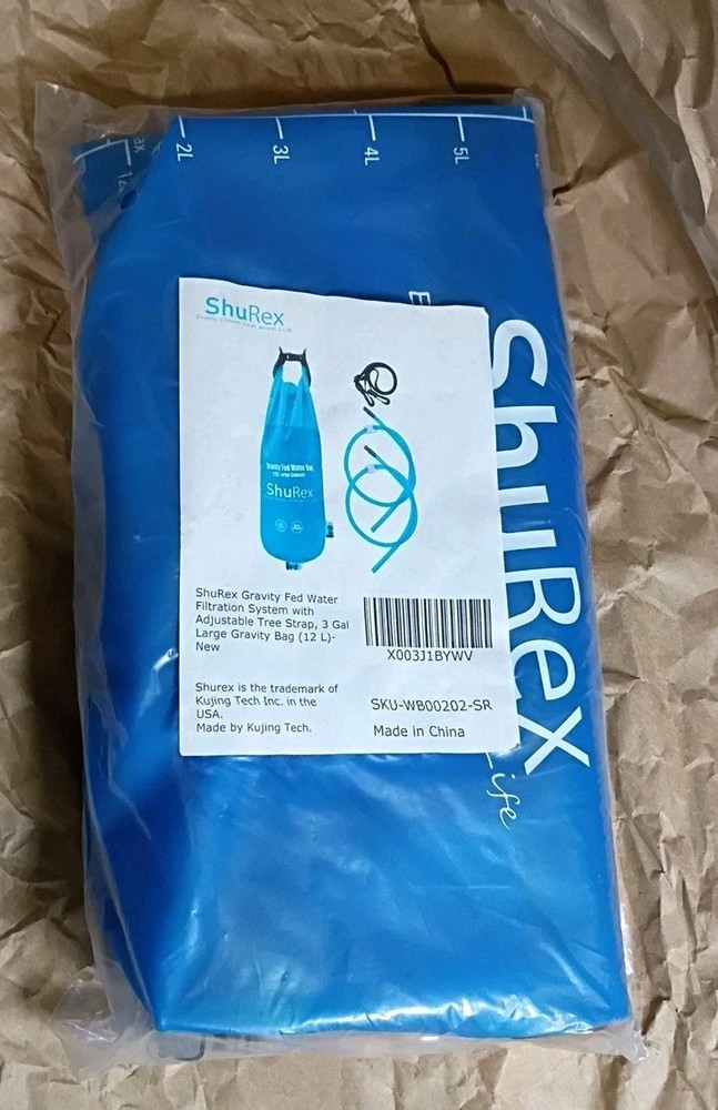 ShuRex 3 Gal Gravity Fed Water Bag with 2 Outlet Tubes for Sawyer Water Filter