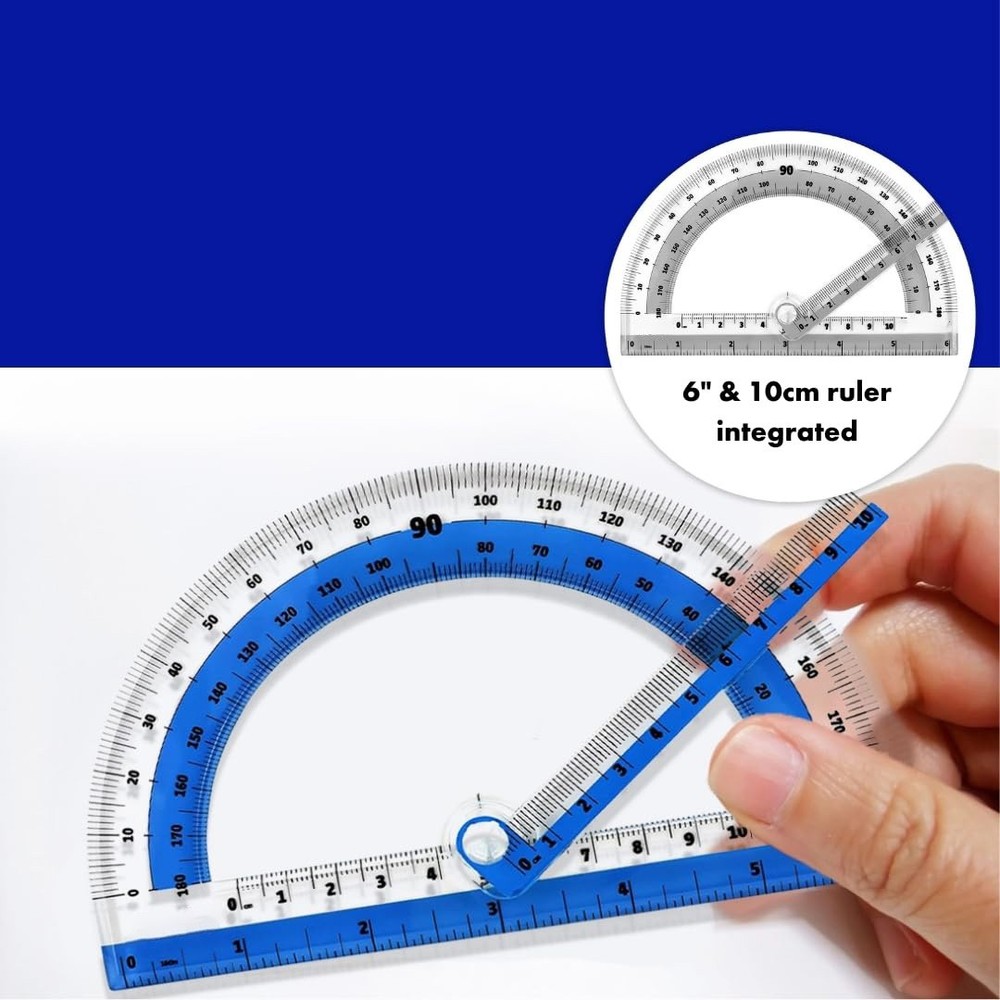 Swing Arm Protractor Tool, 180 Degree Angle Measurement, Blue