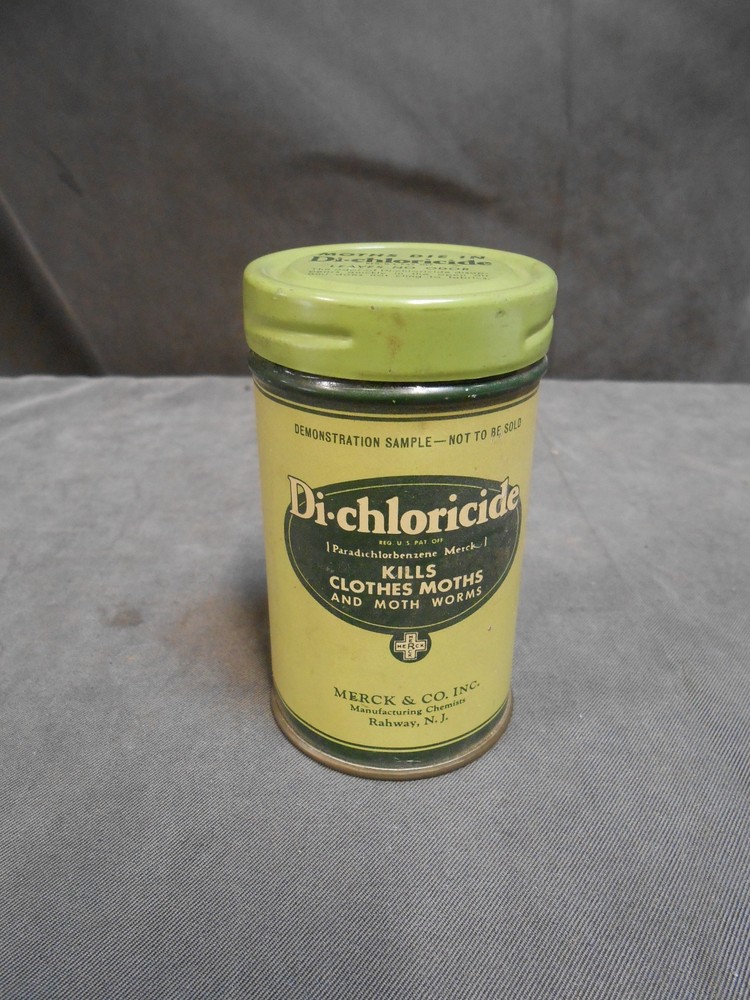 Vintage Antique Merck & Co. Di-Chloricide Tin Container