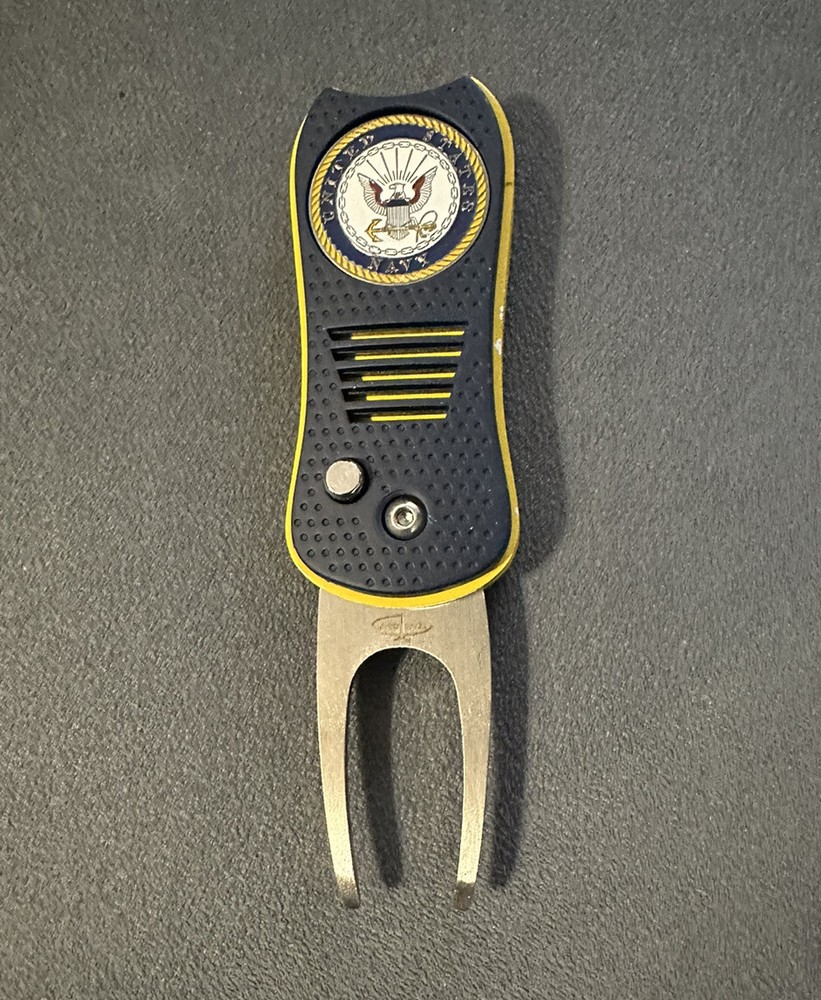 U.S. Navy Switchblade Golf Divot Tool - Navy/Yellow