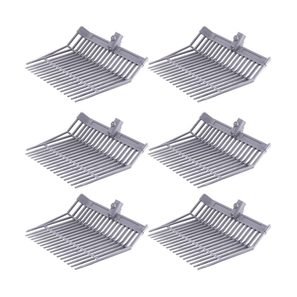 Lasnten 6 Pcs Manure Fork Head Bulk 18 Tines Pitch Fork Replacement Head with...