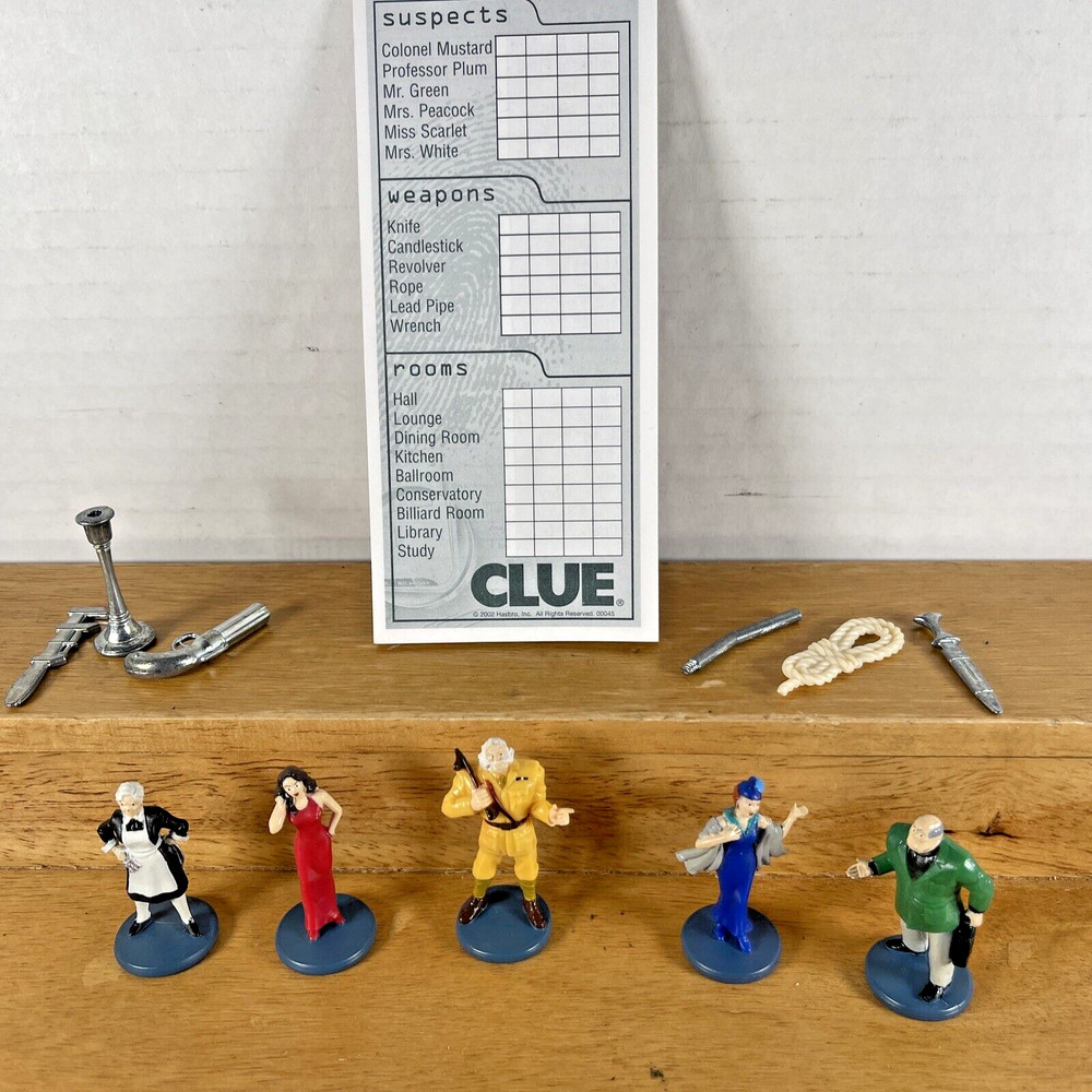 2002 CLUE BOARD GAME PIECE 6 REPLACEMENT  Weapons Only  Replacement Parts