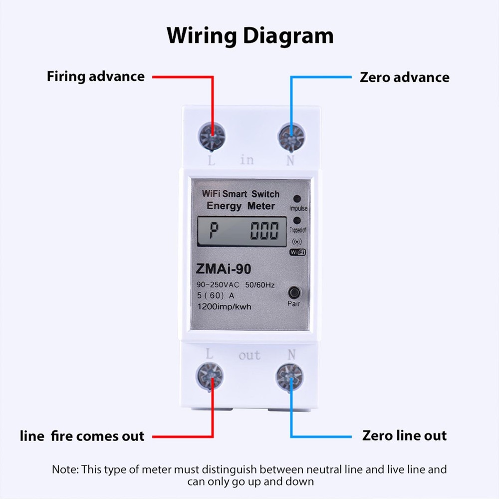 WiFi Intelligent Energy Meter Support TY APP Control Single-Phase Din Rail KMSS