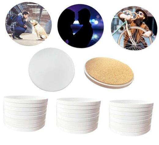 Sublimation Ceramic Coasters,Sublimation Blanks Bulk Round Drinks Coffee 24PCS