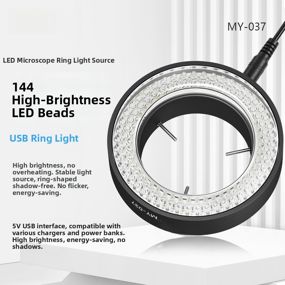 USB Microscope Circular Light 144 LEDs Adjustable Brightness for Precision Work