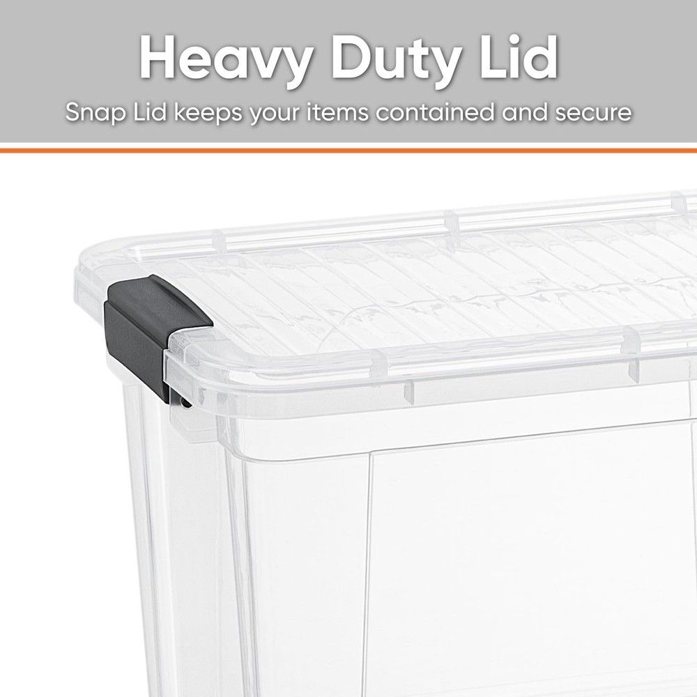 Mini Deep Storage Organizer Bin with Lid X-Deep Small Clear Storage Box with ...
