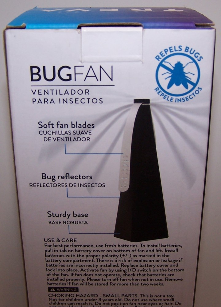 TREVA Bug Fan Chemical Free ~ Repels Bugs BLUE