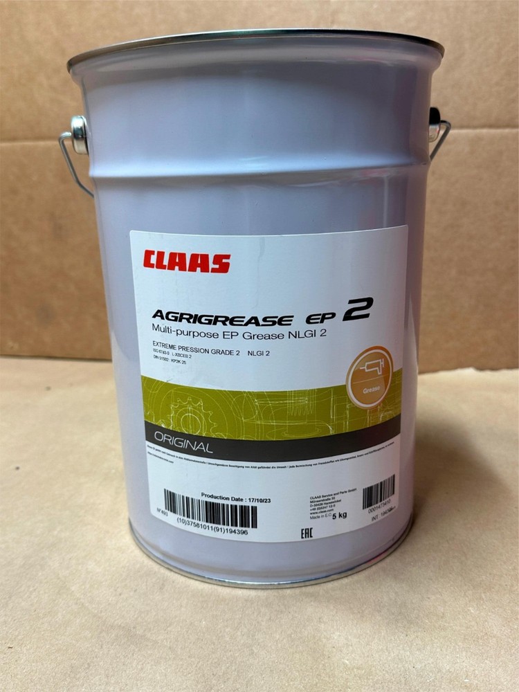5kg Claas Agrigrease EP 2 Multi-Purpose EP Grease NLGI Grade-2 Extreme Pression
