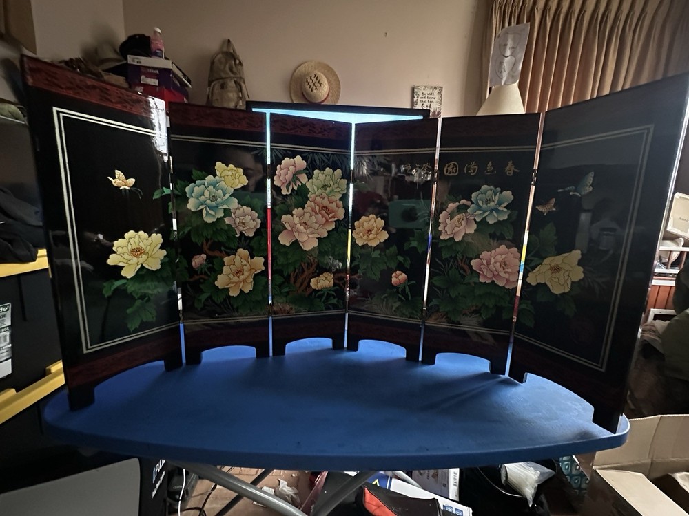 Decorations for the Home, 6 Panel Divider, Mini Folding Screen, Chinese Lacquerw