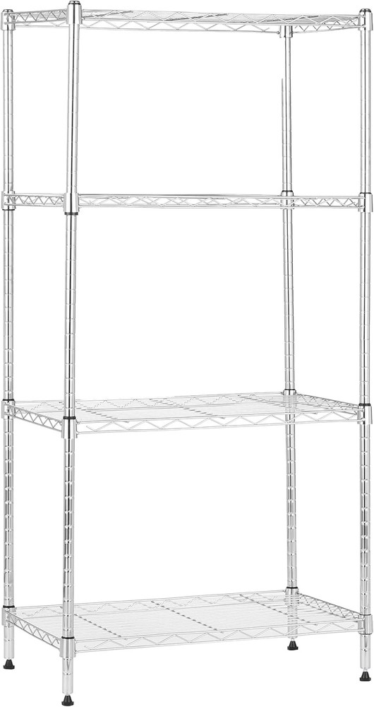 Adjustable 4-Shelf Steel Wire Storage Unit for Garage Organization