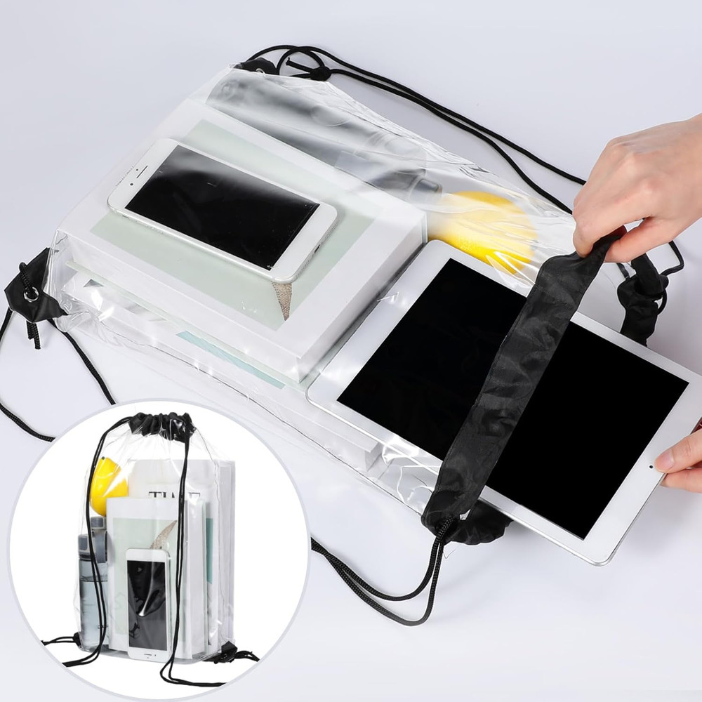 30 Pcs Clear Drawstring Bag Plastic Drawstring Backpack Clear Waterproof PVC Bac