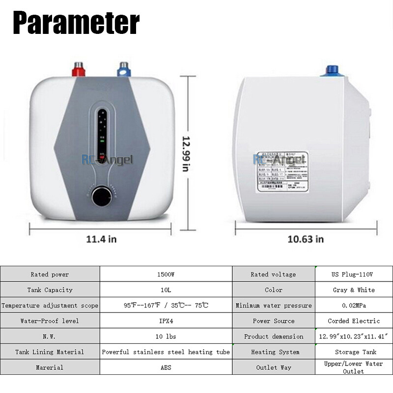 8/10/15L Electric Mini Tank Water Heater Kitchen Bathroom Home 95°F-167°F 110V