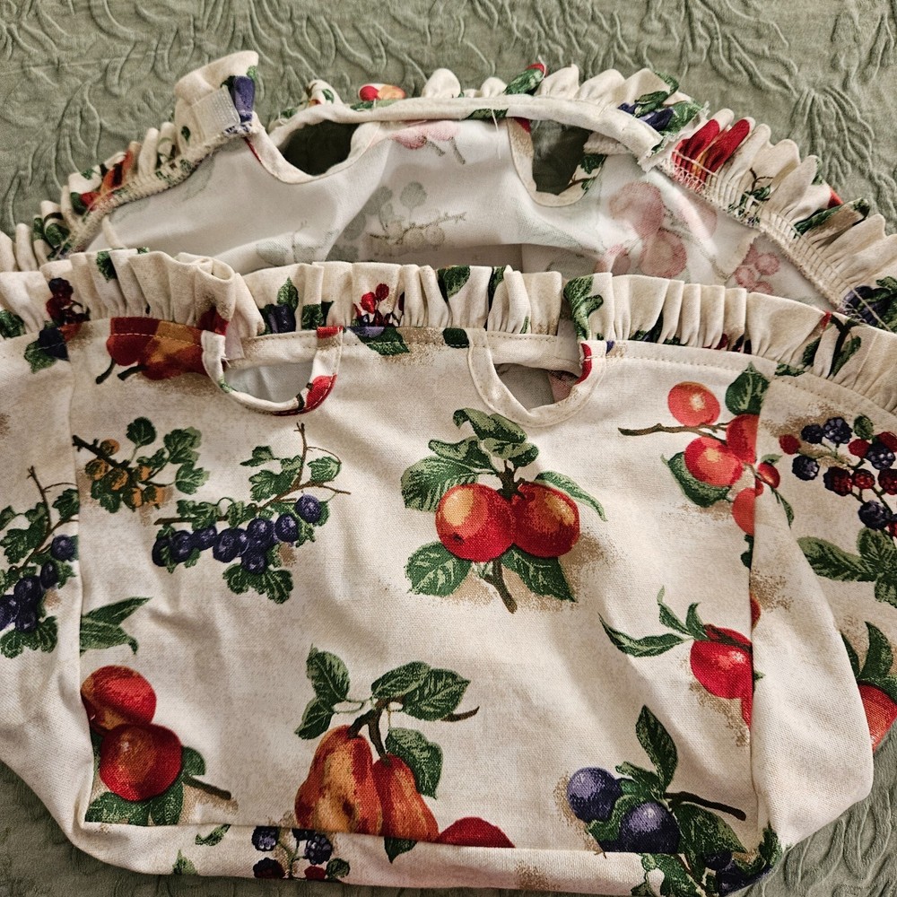 Longaberger Fruit Fabric Liner Insert Double Handle