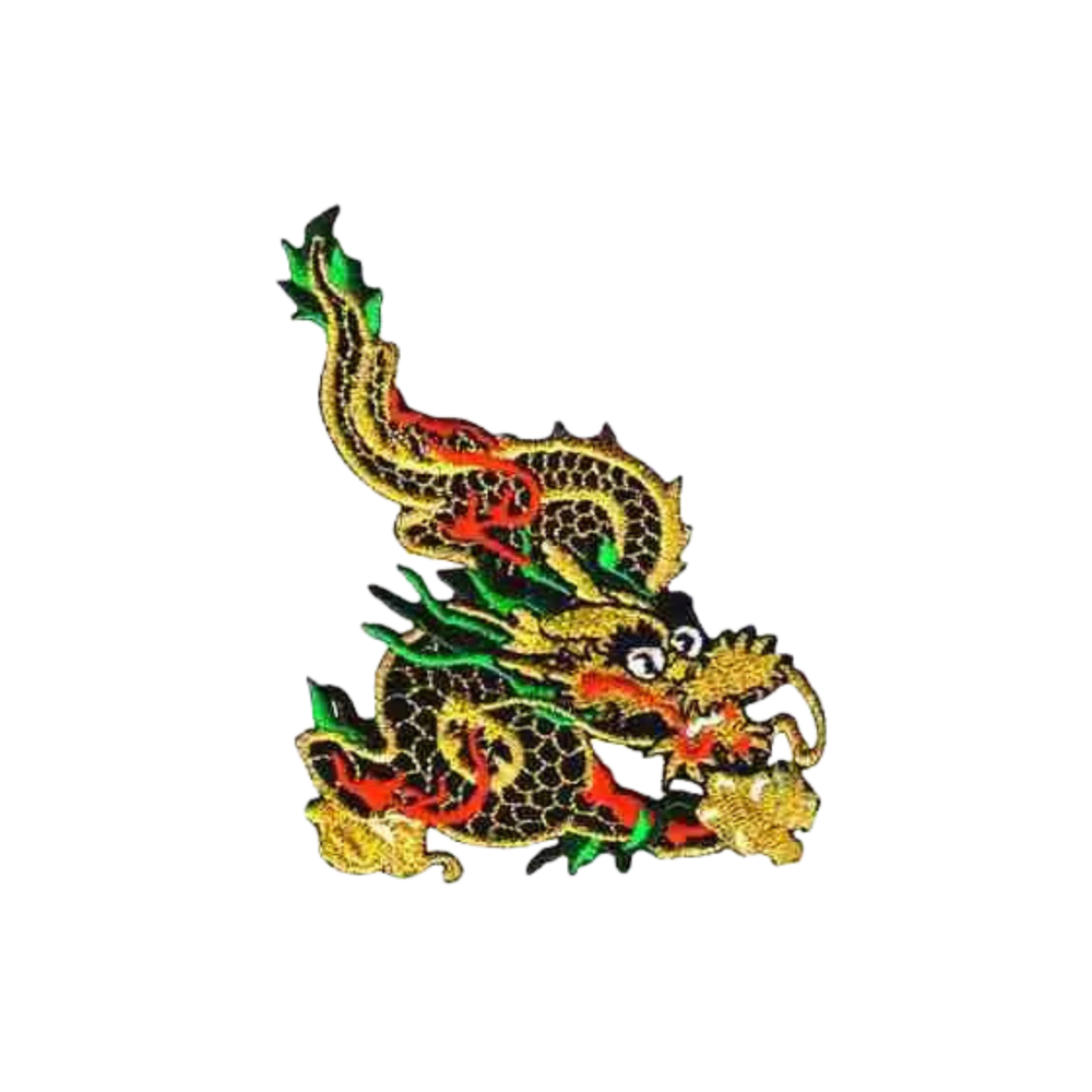 Metallic Gold Chinese Dragon (2-Pack) Iron On Patch