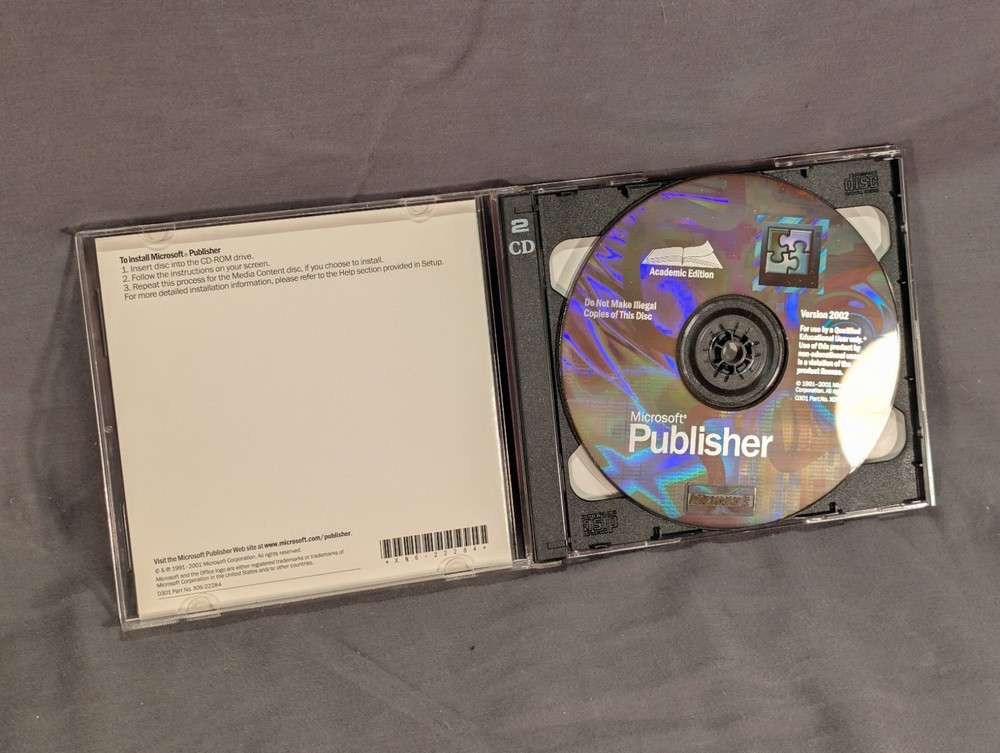 Microsoft Publisher 2002 Academic Edition With Product Key 2 Disc Version