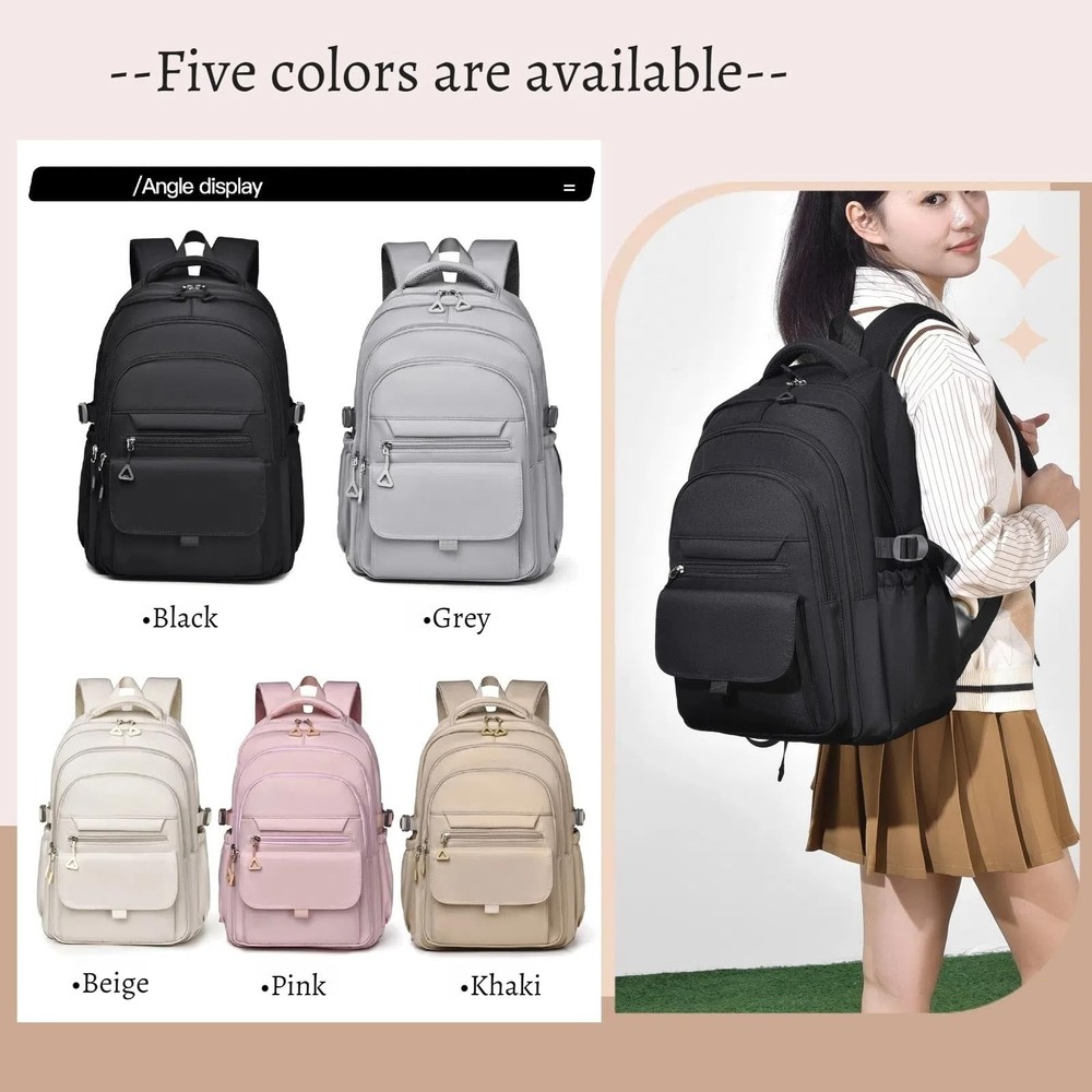 School Backpack Girls Boys Solid Color Aesthetic Bookbag Elementary Khaki