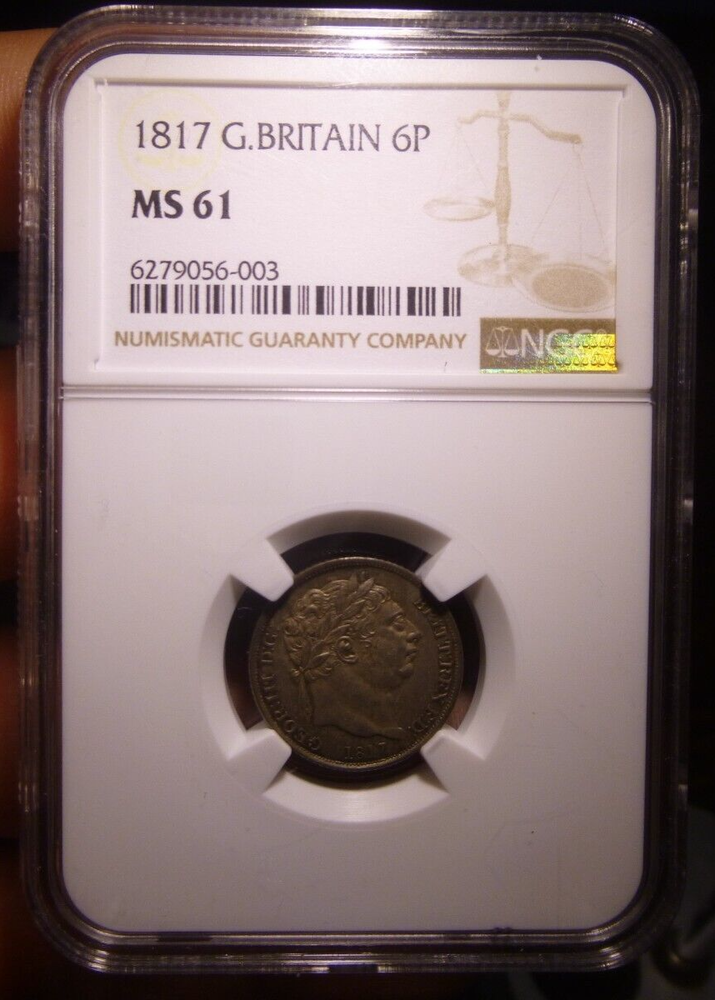 1817 Great Britain 6 Pence NGC MS 61