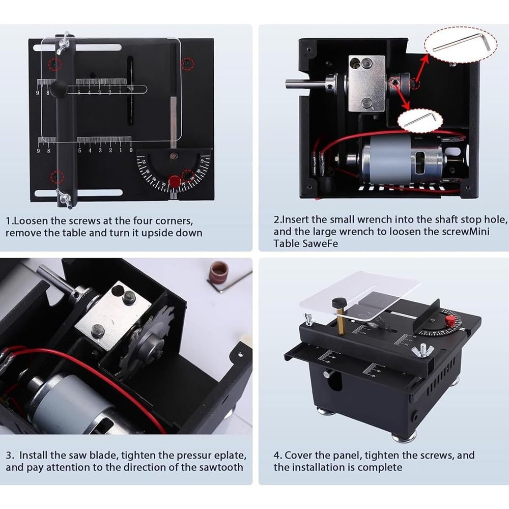 Multi-Functional Mini Table Saw Speed & Angle Adjustable 16MM Cutting Depth E1I6