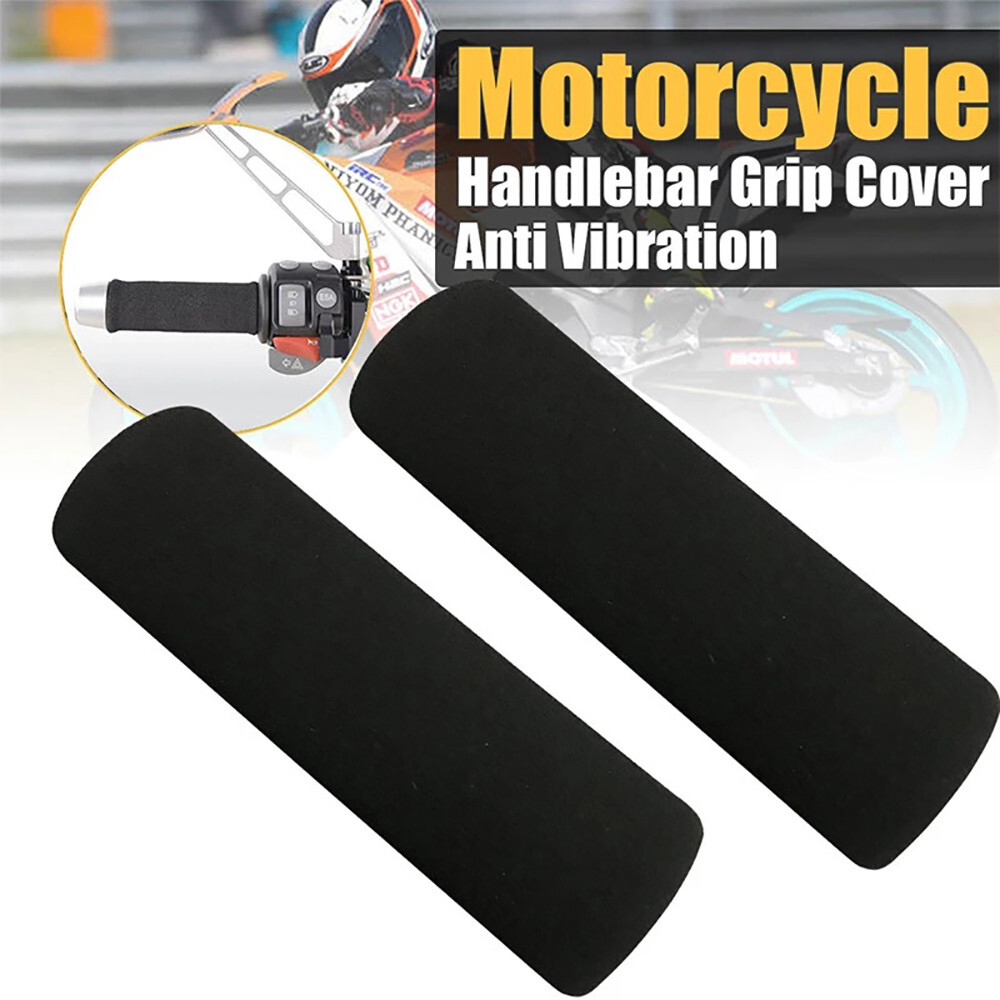 Motorcycle Foam Anti Vibration Comfort Handlebar Grip Covers Protector Black 2Pc
