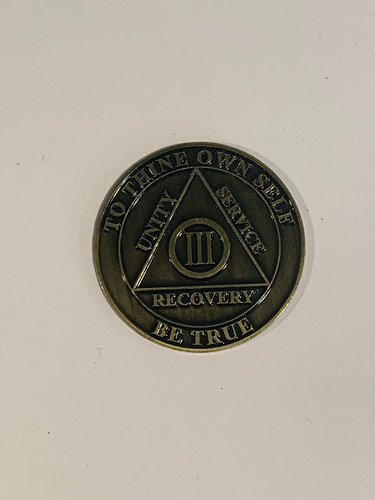 Alcoholics Anonymous (AA) 3 Years Bronze Recovery Token