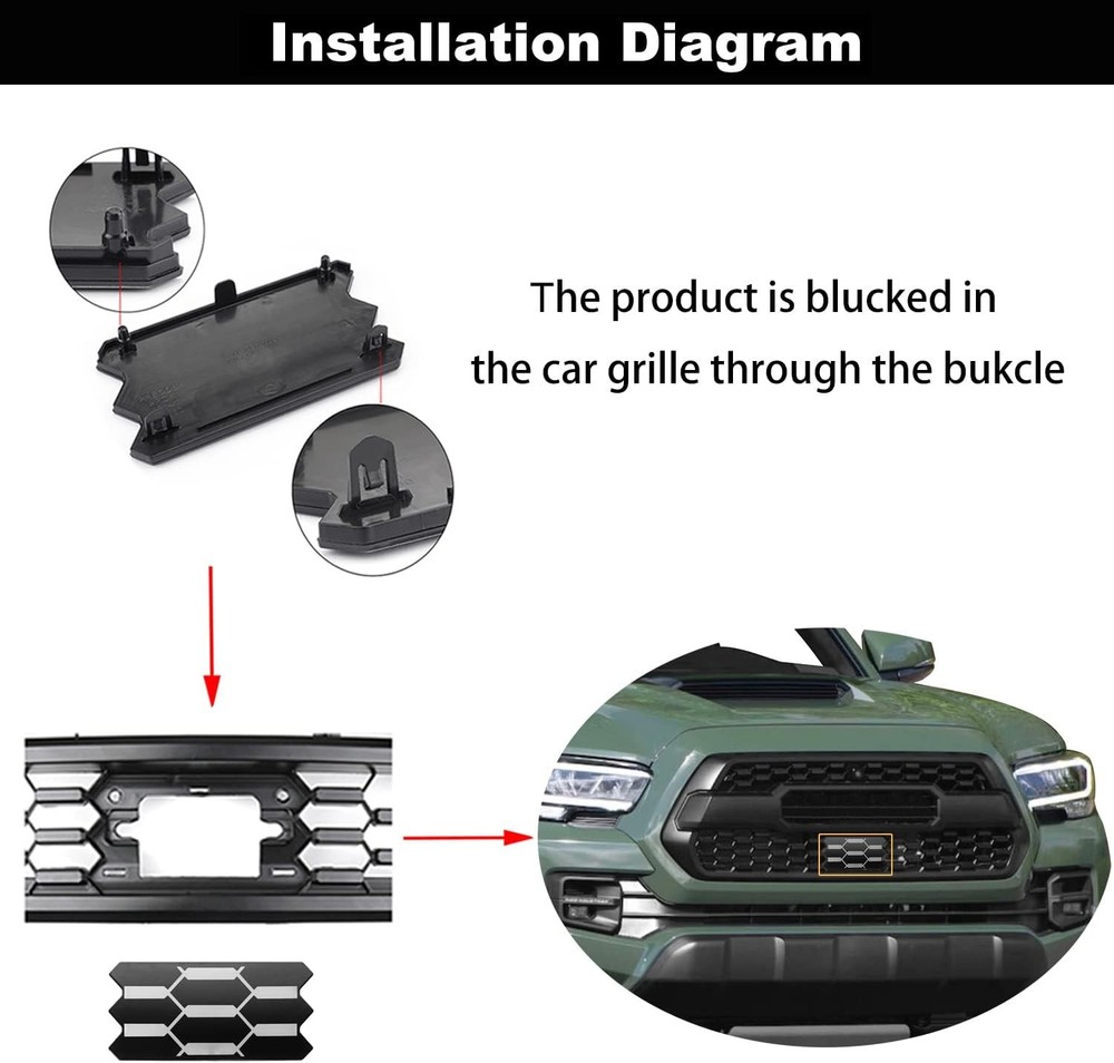 Front Grille Garnish Radar Sensor Cover Replacement Compatible with Grille 2018-