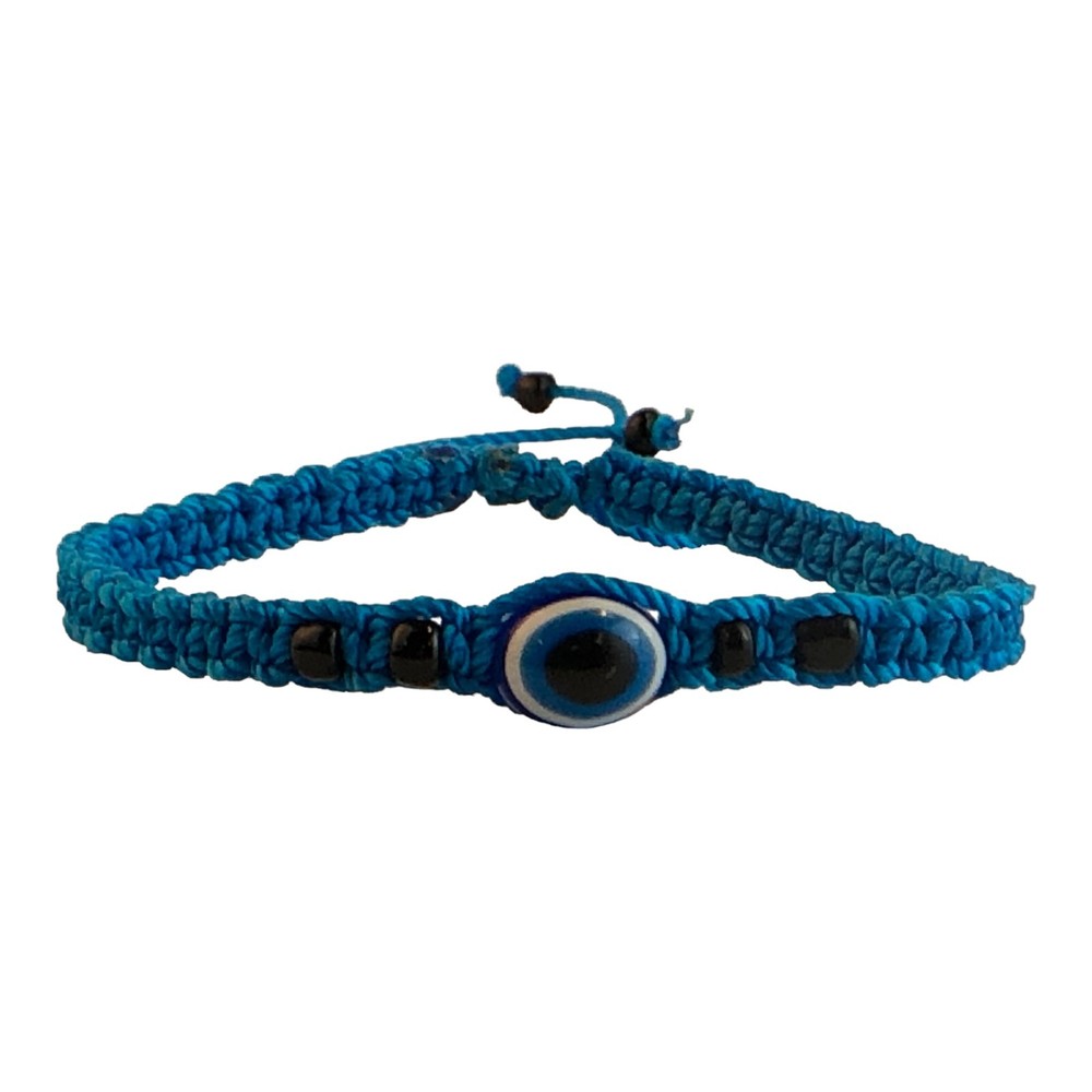 Evil Eye Bracelet Blue Macrame Cord