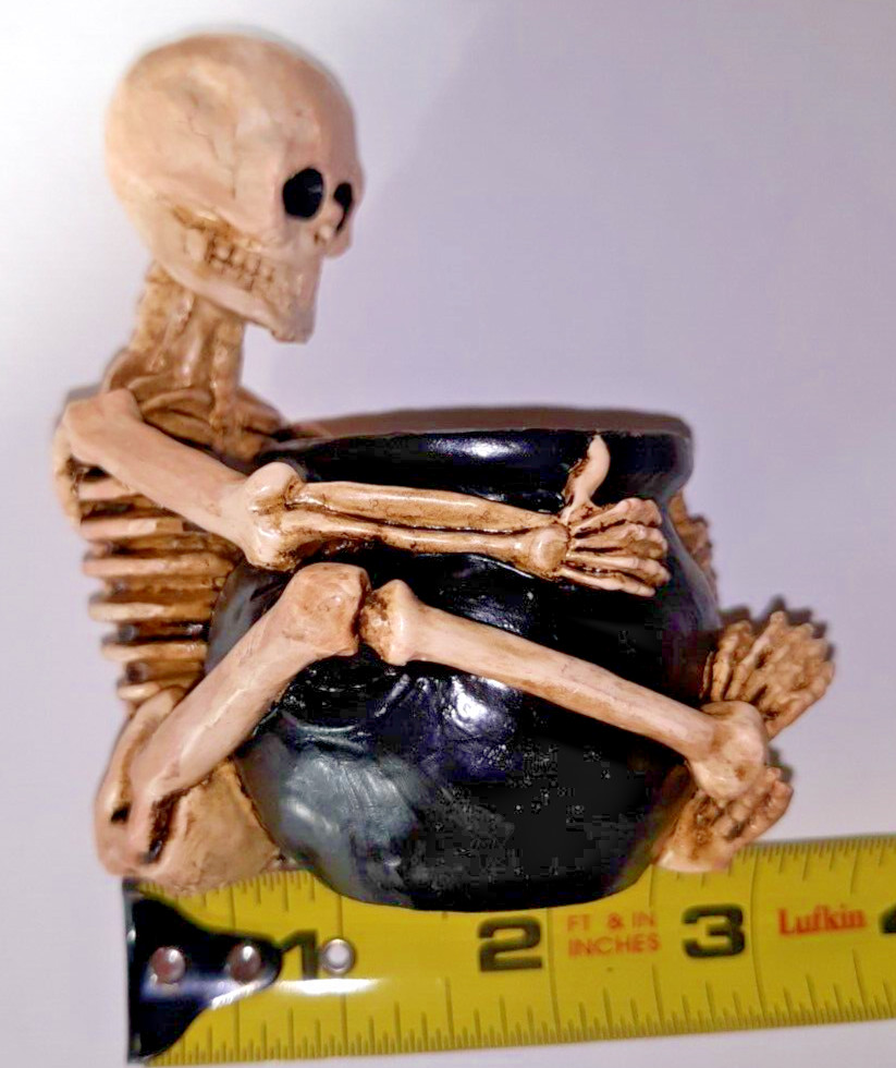 Creepy Skeleton Tabletop Candle Holder Cauldron