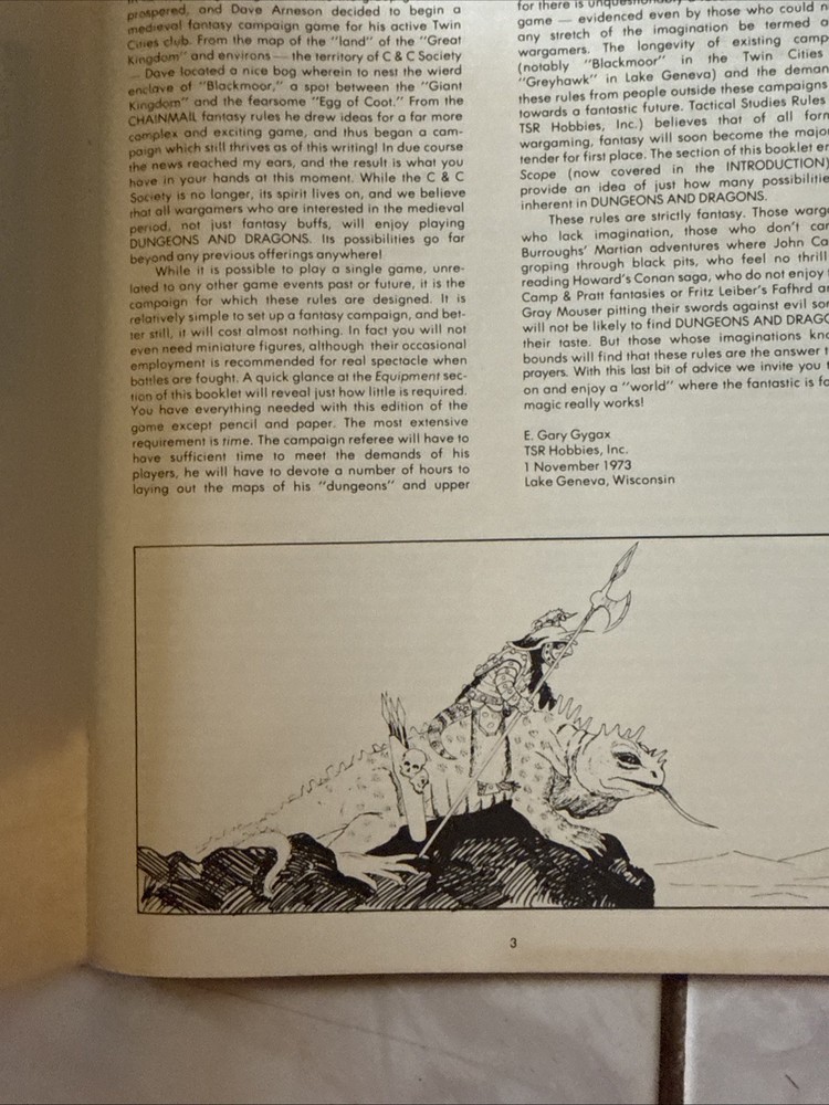 Vintage 1978 Dungeons & Dragons Basic Rule Book Blue Dragon 3Rd Edition #2001