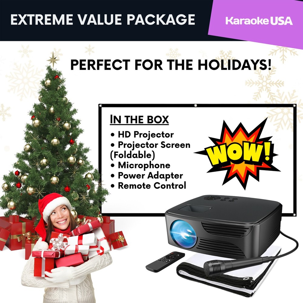 All-in-1 720p Mini Bluetooth Projector Set with Screen and Microphone