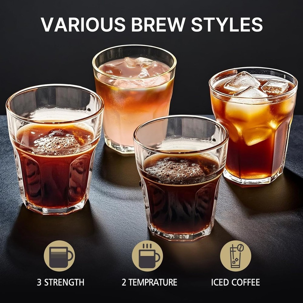 Coffee Maker with Grinder, Programmable Hot and Cold Coffee Maker with 22 oz