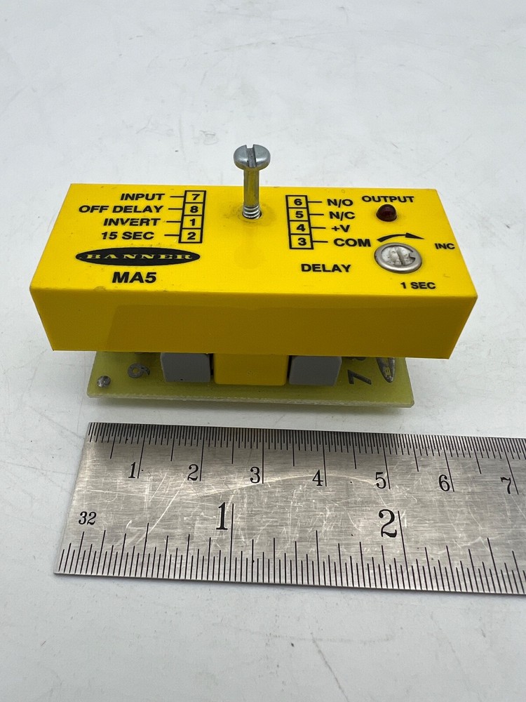 Pair BANNER MA5 Adjustable Delay Module with RS8 Socket Base Logic Board Lot USA