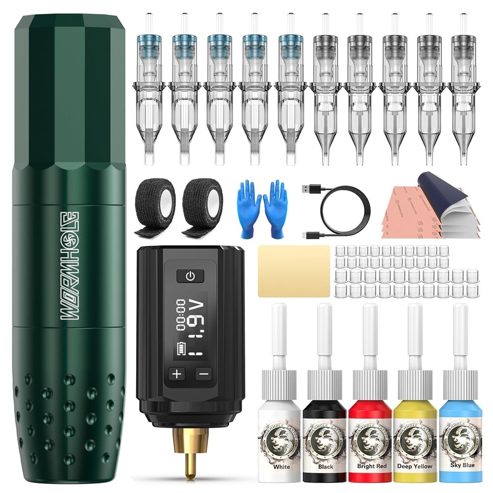 Versatile Wireless Tattoo Kit with 1200mAh Battery - Complete Tattooing Solution