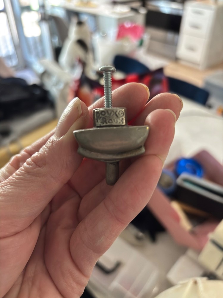 Roux Roux Original Pewter Drawer Cabinet Pull Vtg
