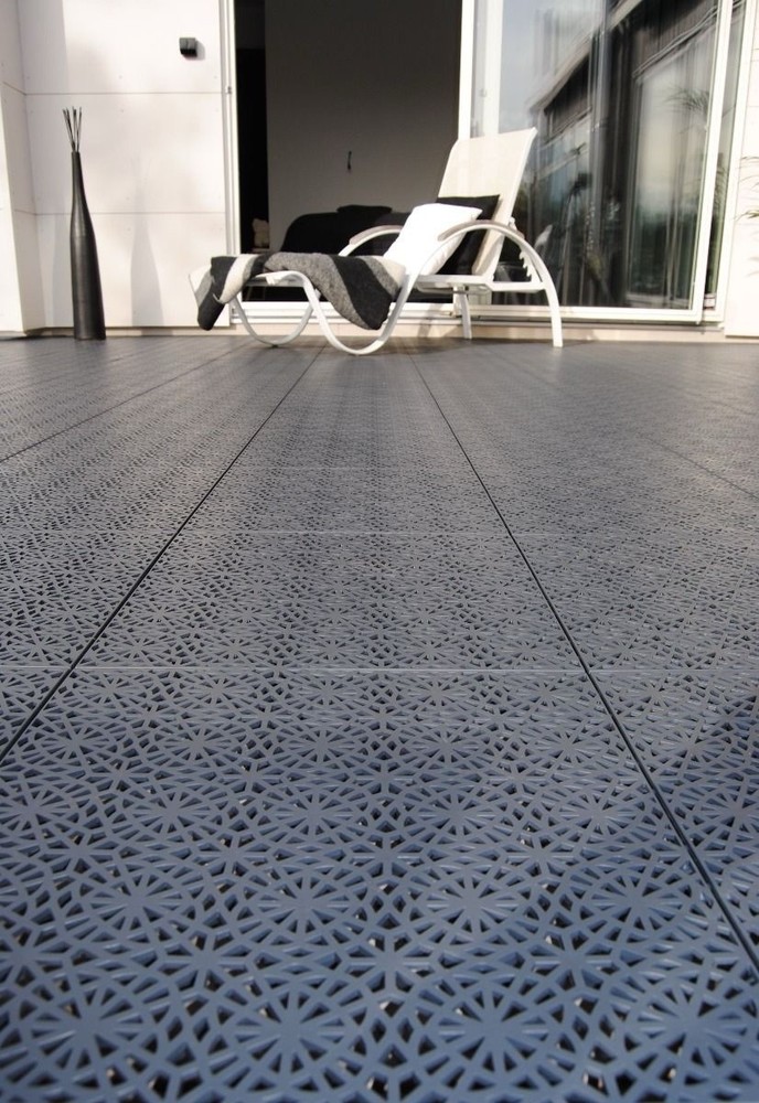 Bergo XL Interlocking Floor Tiles 5 m² Graphite Grey Textured