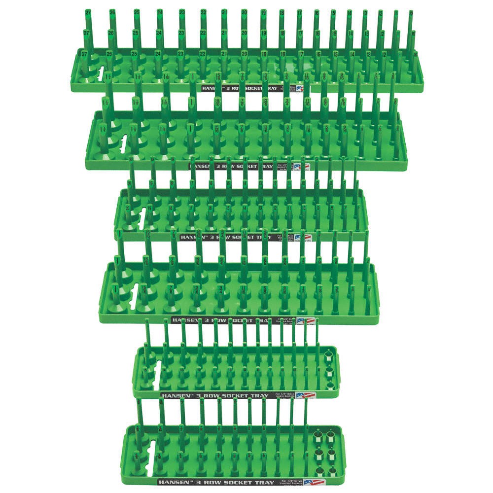 HANSEN 92014 Socket Tray Set,Green,Plastic 61CU28