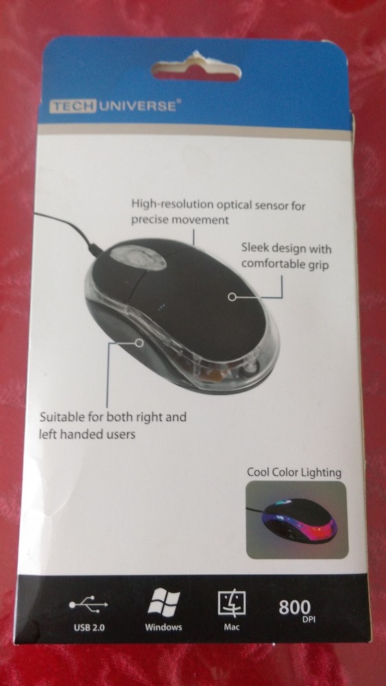 TECH Universe | Optical Mouse with Led Lighting | USB 2.0 | Black