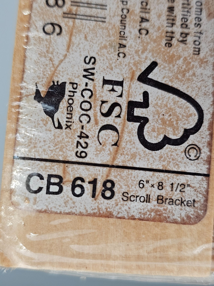 Smart Wood Scroll Bracket Unfinished 6" x 8.5" - CB 618