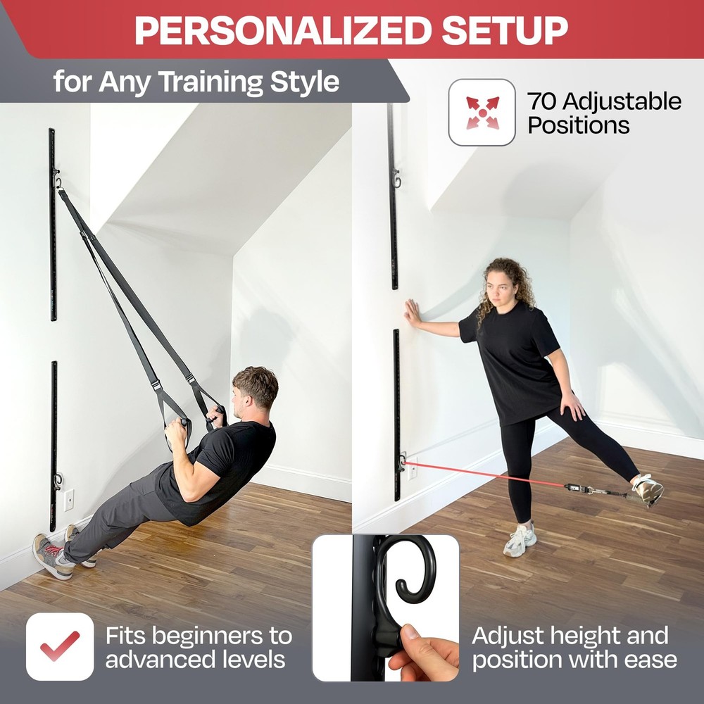 Aluminum Wall-Mounted Anchor Fitness System - Adjustable Multi-Functional Space-