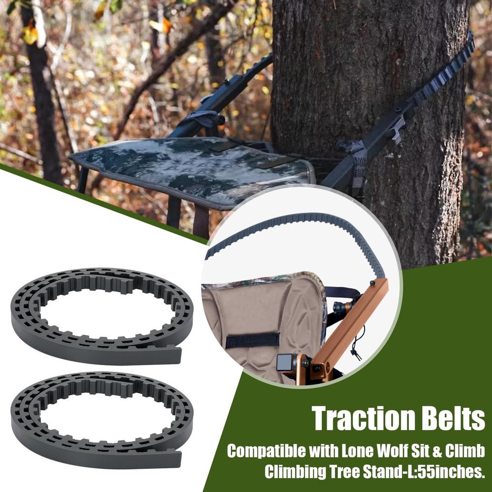 2PCS Traction Belts Climber Tree Stand Straps compatible with Lone 61", ‎grey