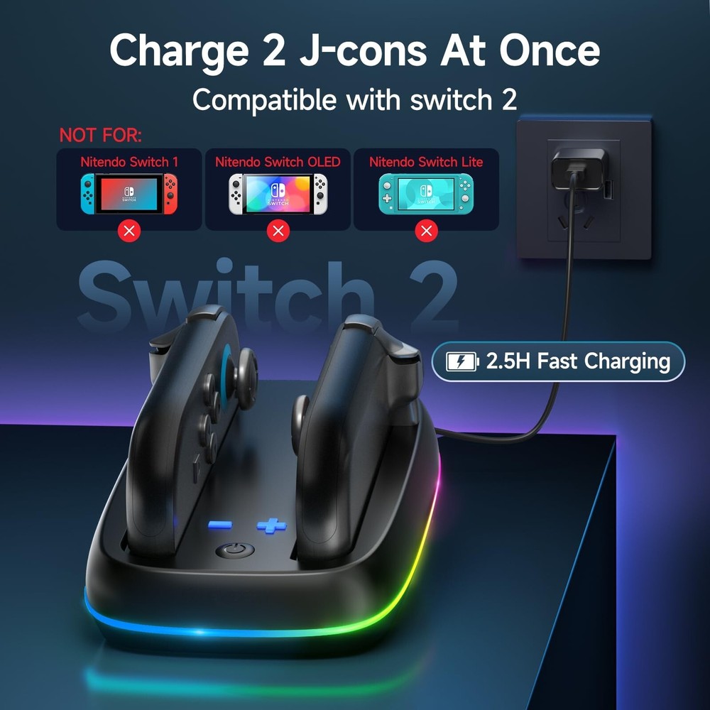 Controller Charging Dock for Nintendo Switch 2/Joy Con Fast Charger Station