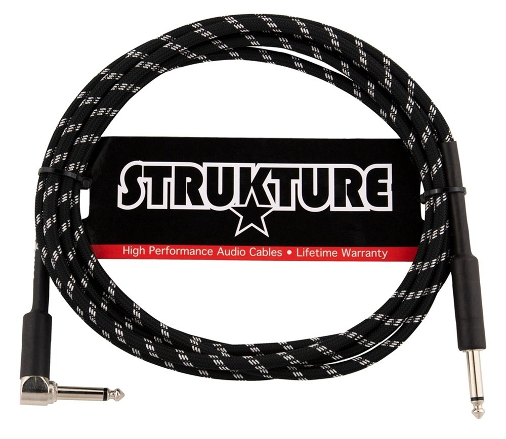 Strukture Instrument Cable 10ft. Right Angle (Black/Silver) - 2 Pack