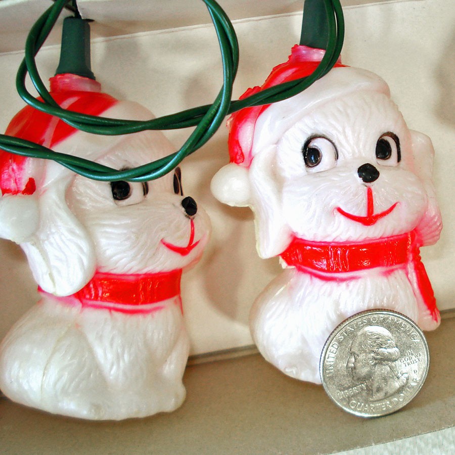 Box Santa Dogs Figural Christmas Lights String