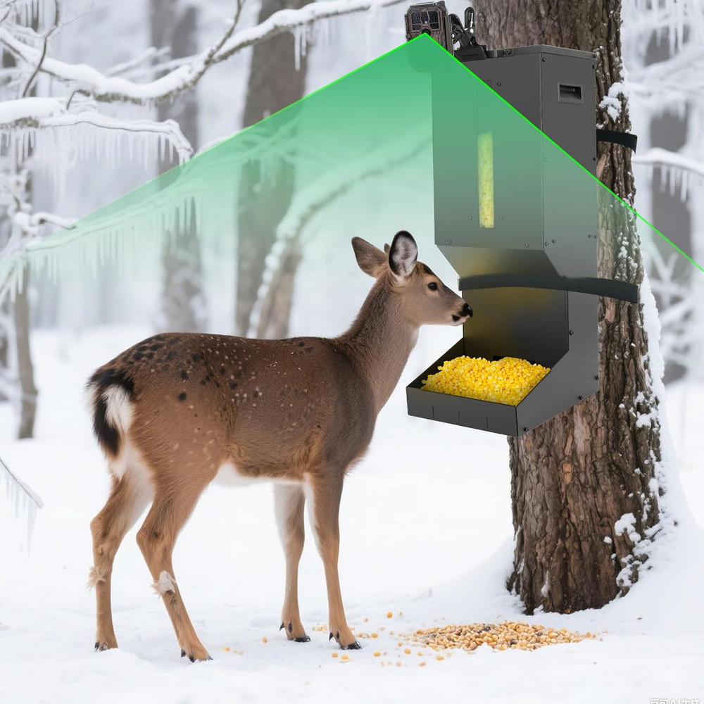 60Lb Automatic Metal Deer Feeder - Gravity Dispenser for Corn & Protein